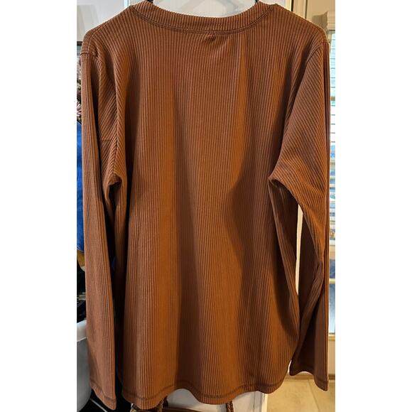 White Birch Women's Brown Henley Textured Long Sleeve Shirt Soft Size XL - Picture 7 of 7
